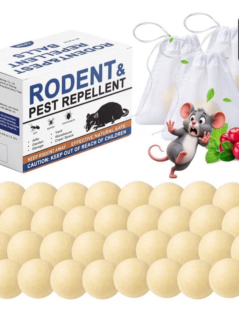 Junforbs 35 Pack Mouse Repellent Balls Peppermint Rodent Deterrent IndoorOutdoor